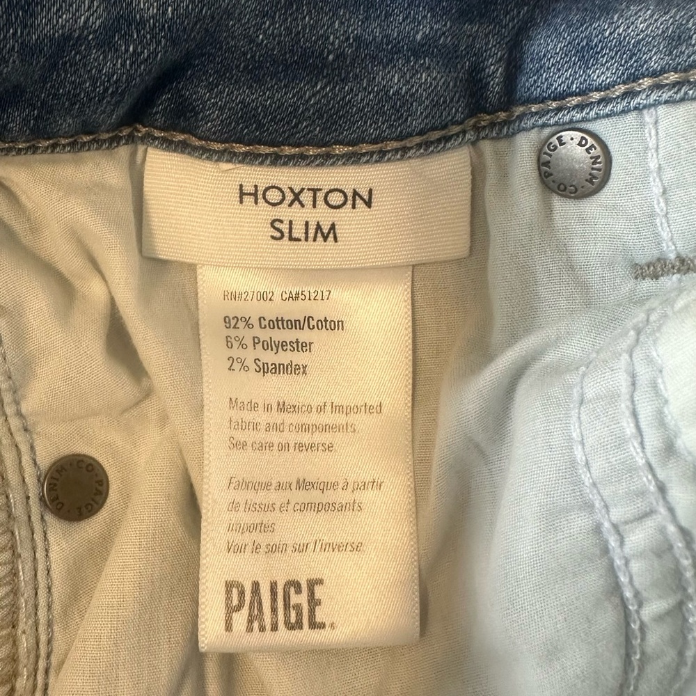 PAIGE Women's Hoxton Slim premium denim straight leg blue jeans - Picture 6 of 6